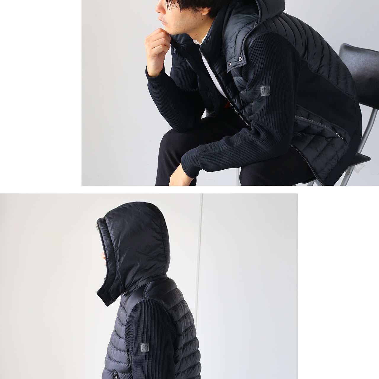 爆買 HALEINE ダウンジャケット メンズ フード付き アーム ニット デザイン ダウンアウター 中綿 真冬 暖かい プレゼント ギフト 6F(08000331r) | HALEINE | 07