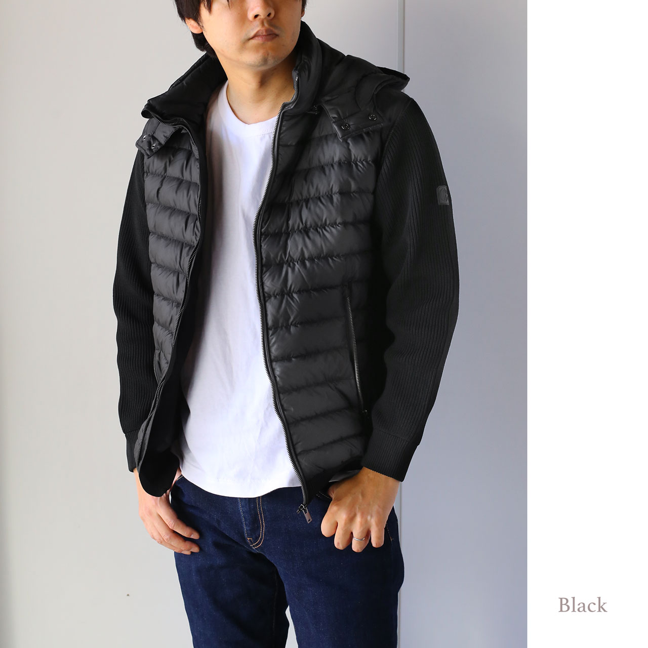 爆買 HALEINE ダウンジャケット メンズ フード付き アーム ニット デザイン ダウンアウター 中綿 真冬 暖かい プレゼント ギフト 6F(08000331r) | HALEINE | 04