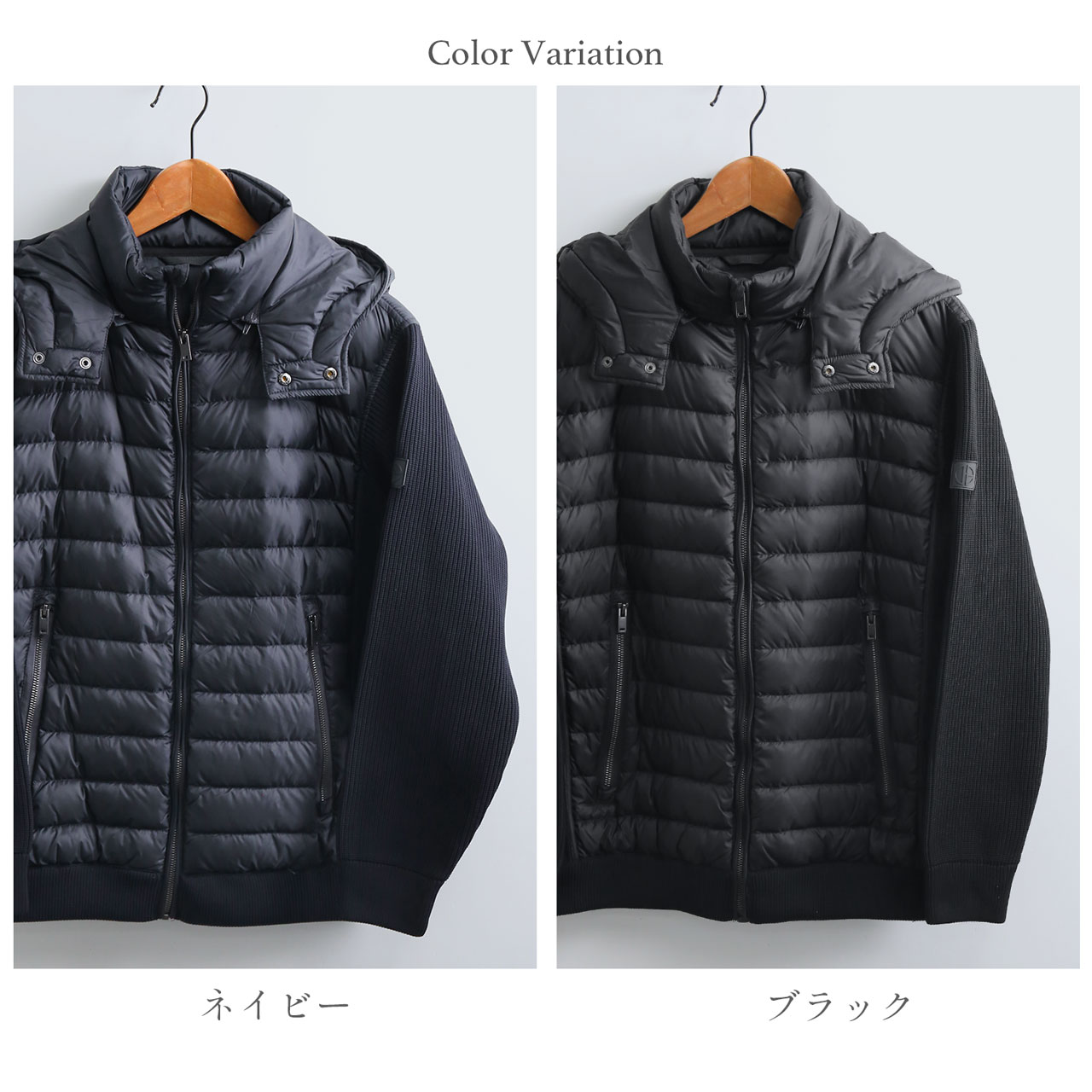 爆買 HALEINE ダウンジャケット メンズ フード付き アーム ニット デザイン ダウンアウター 中綿 真冬 暖かい プレゼント ギフト 6F(08000331r) | HALEINE | 15