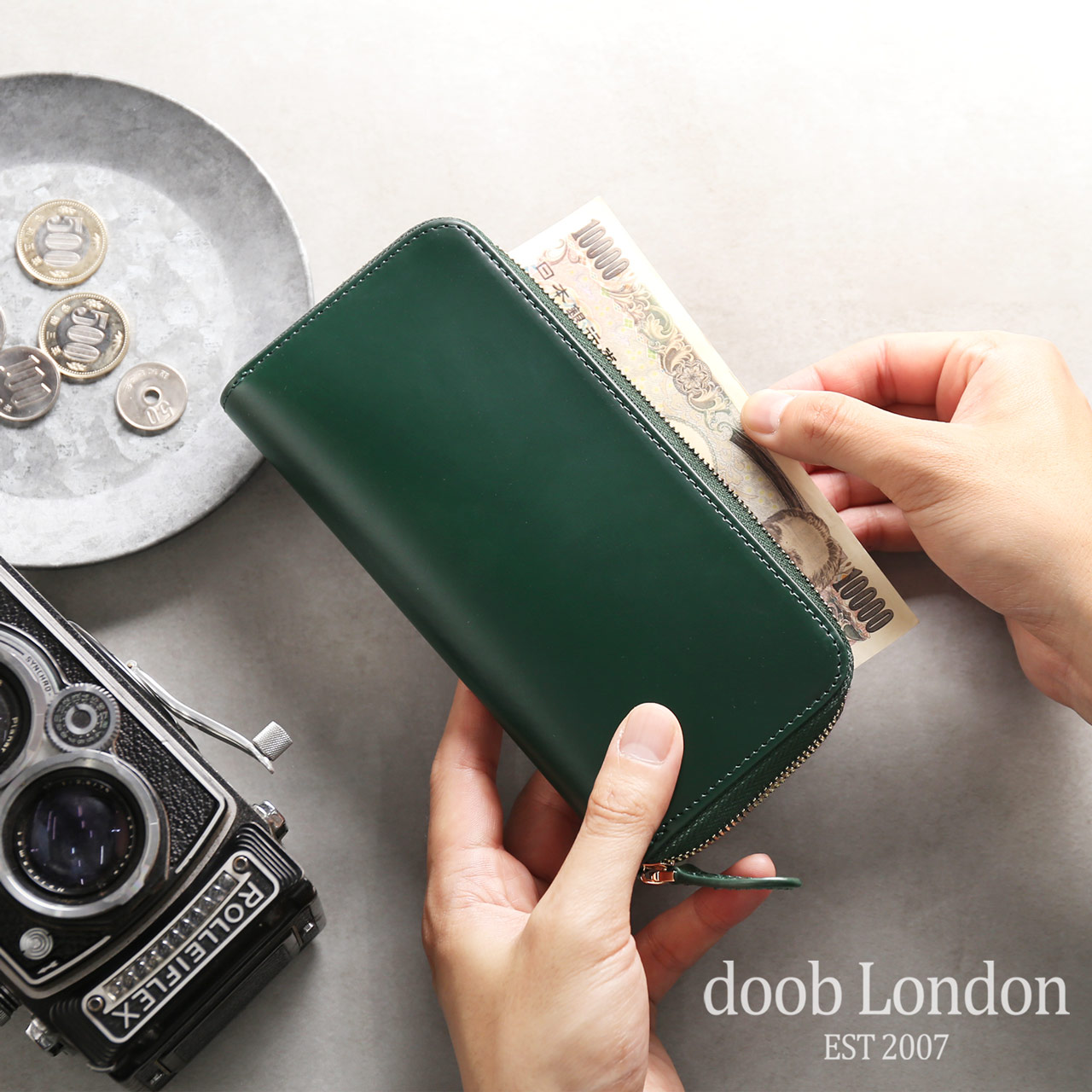 コードバン コンパクト 長財布 メンズ doob London ブランド ラウンドファスナー 馬革 本革 革 薄型 スリム 誕生日 プレゼント ギフト 4FC (09000086 mens 1r) :09000086 mens 1r:マスタークロコダイル