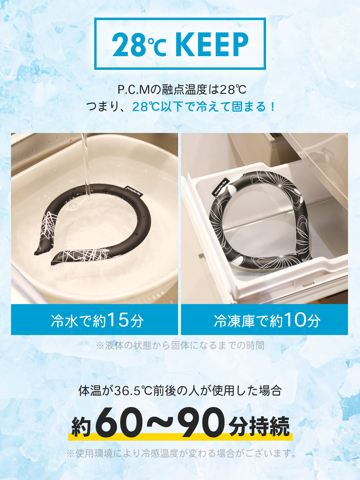 28℃ 首 冷やす アイス リング 柄 大人