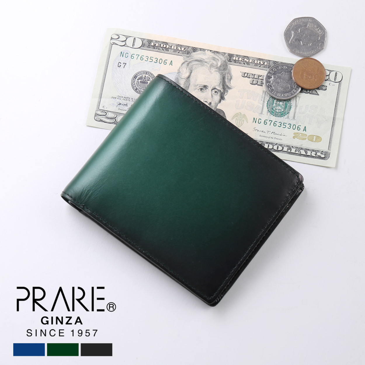 PRAIRIE プレリー 牛革 グラデーション 二つ折り 財布 折り財布 メンズ