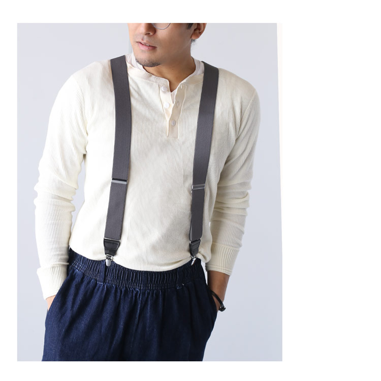 日本製 サスペンダー メンズ Y字型 35mm幅 イタリア 牛革 プレリー