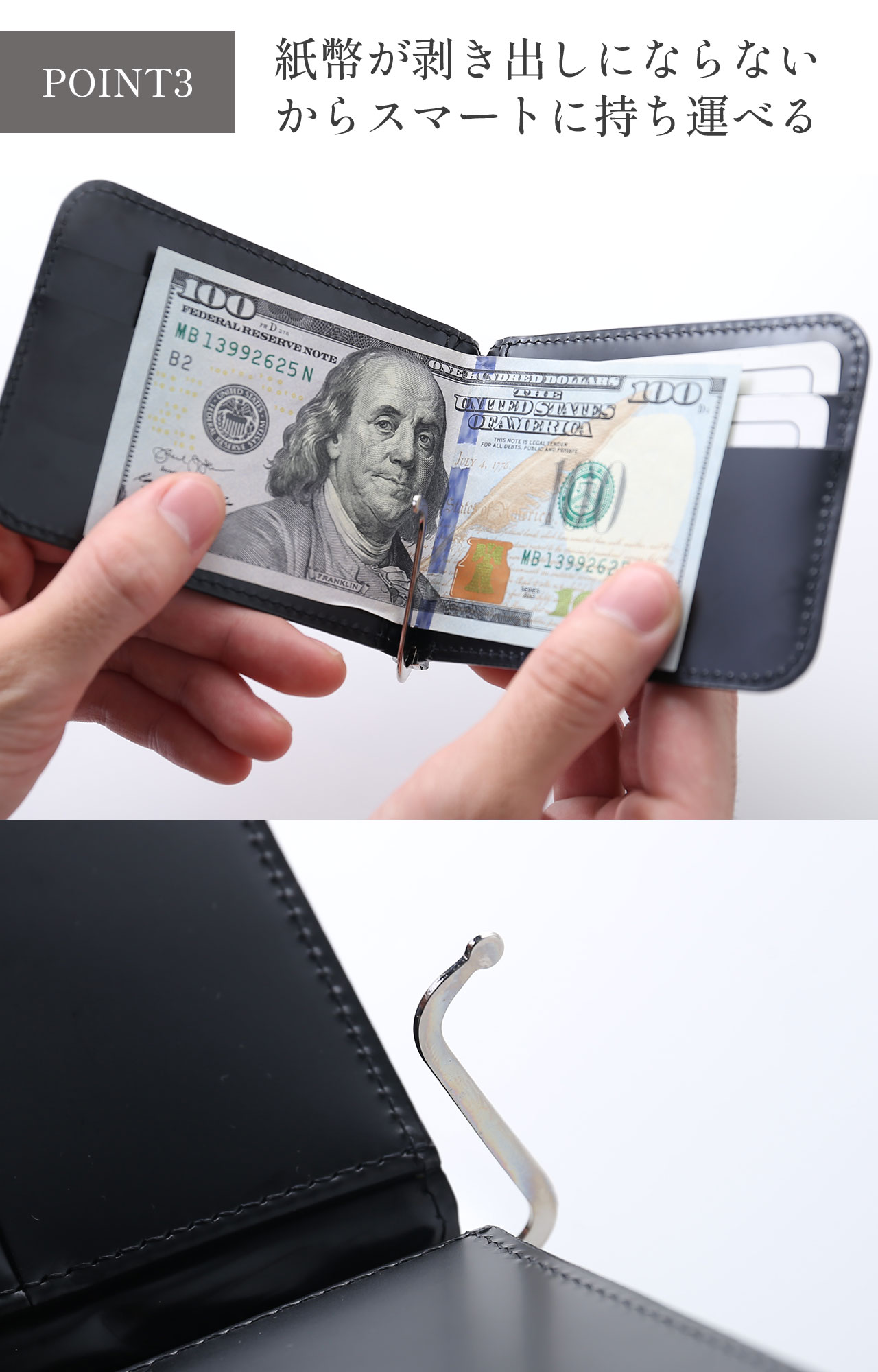 コードバン マネークリップ メンズ 財布 メンズ財布 折り財布 二つ折り