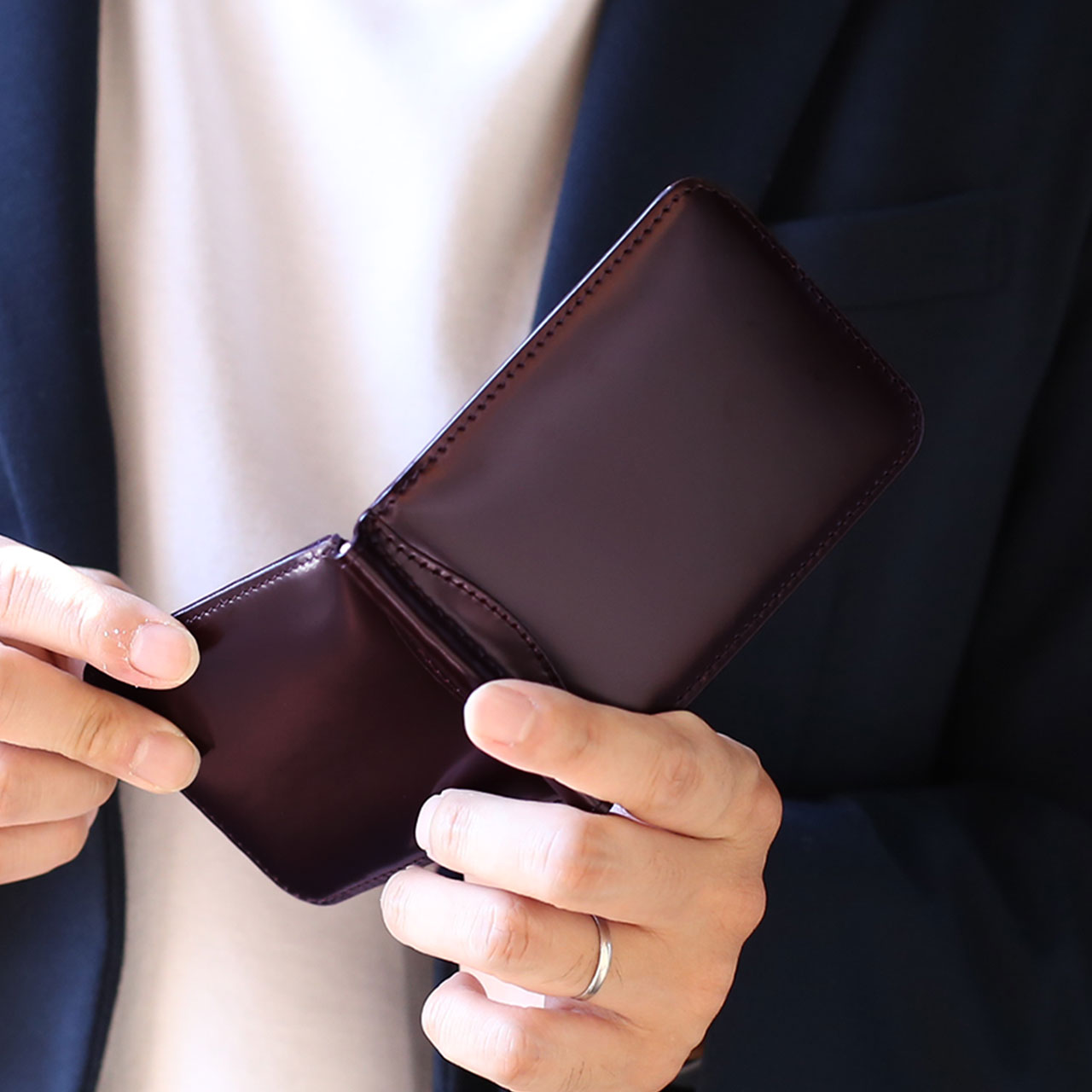 コードバン マネークリップ メンズ 財布 メンズ財布 折り財布 二つ折り