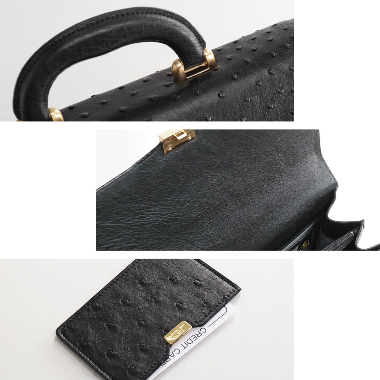 オーストリッチ メンズ バッグ 32cm ダイヤルロック フルポイント 日本