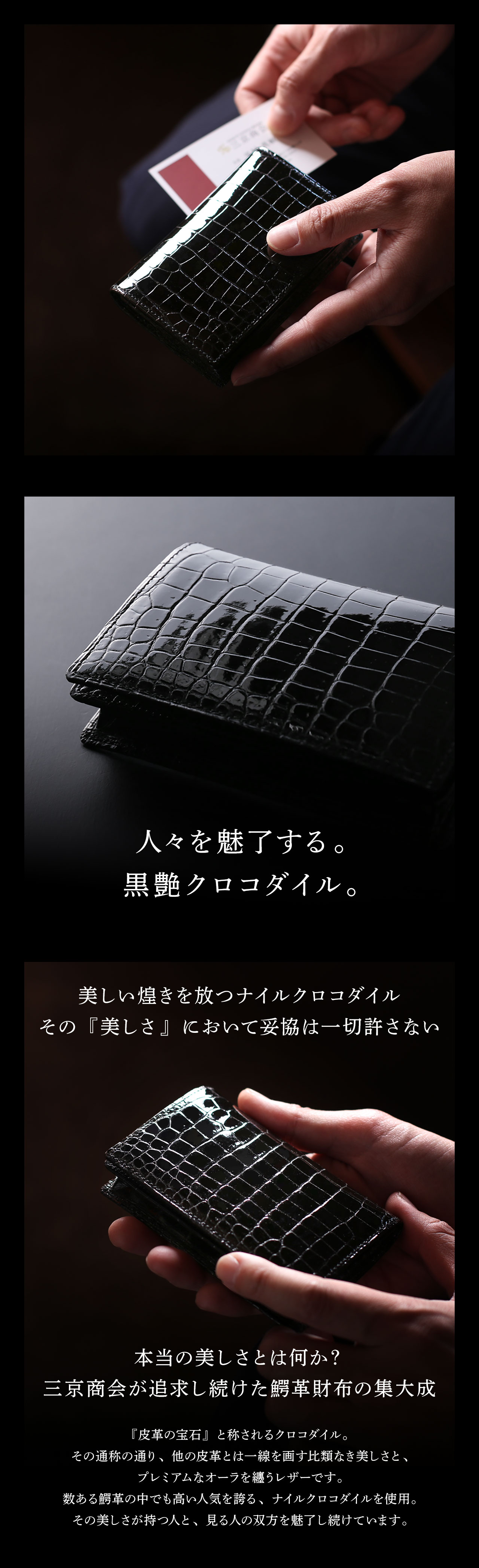 クロコダイル 名刺入れ メンズ カードケース シャイニング加工