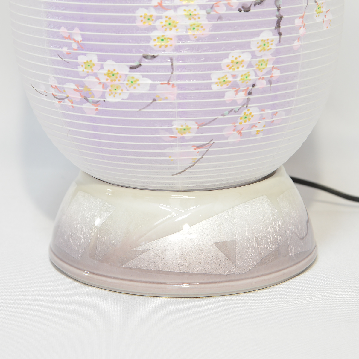 盆提灯 創作提灯 宝珠灯 480 九谷銀彩 陶器 パープル 絹二重張り
