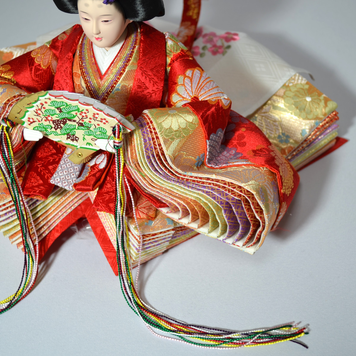 雛人形 おしゃれ 五人飾り 簾付き 御殿屏風 平安絵巻 平安関光 : 人形