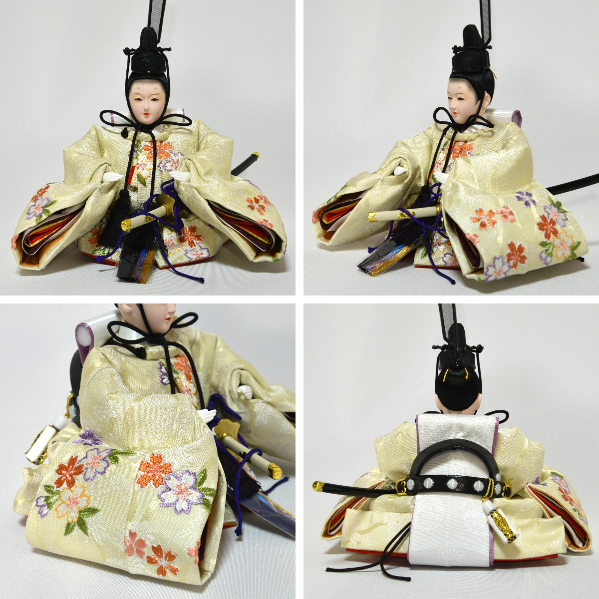 雛人形 親王飾り 平安関光 白鳳刺繍 白木飾り台 : 人形の三信