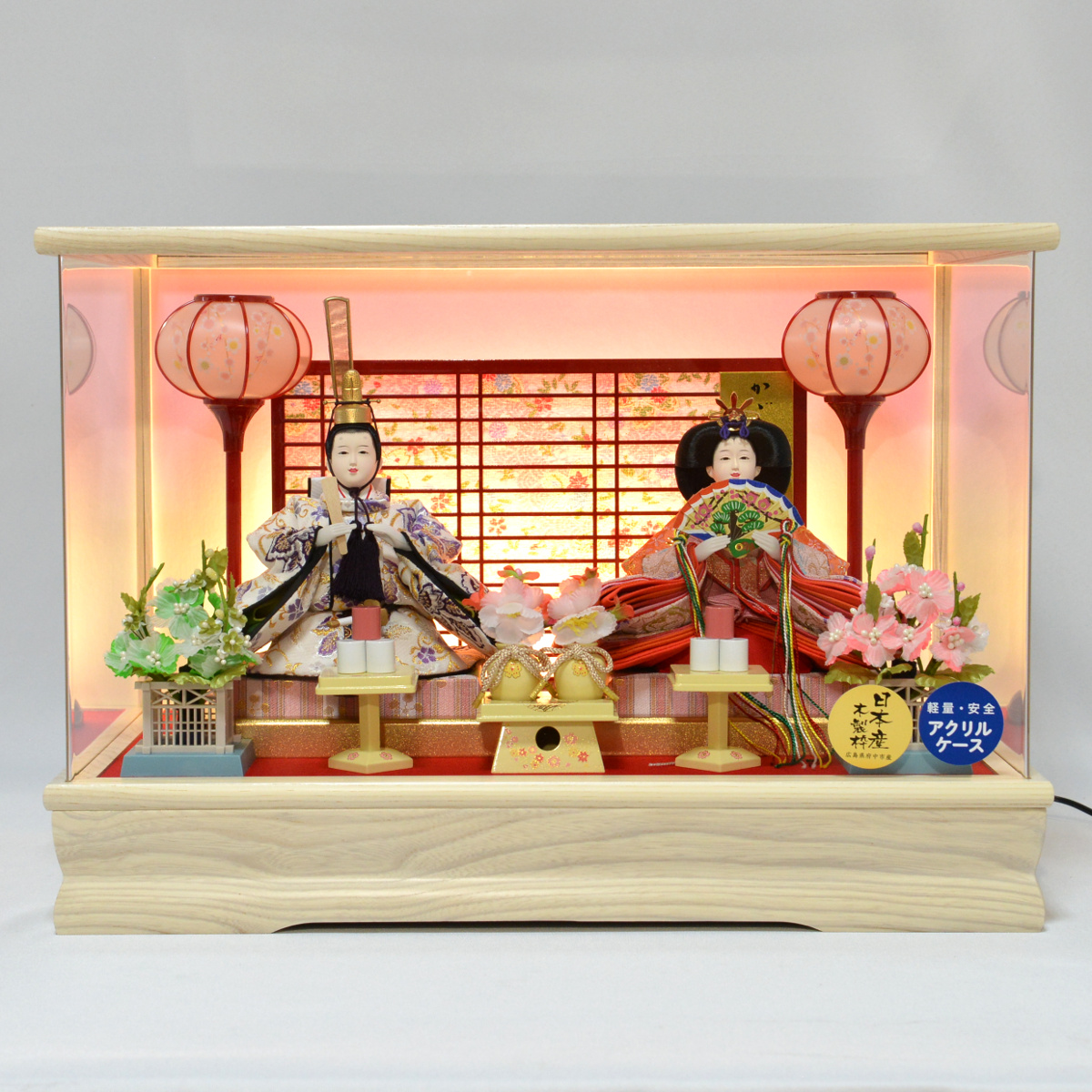 大幅値引き　親王飾り 童春作 ケース入 美品 吉德 親王ケース飾り「熨斗目に牡丹桜」 | イオン東北オンライン