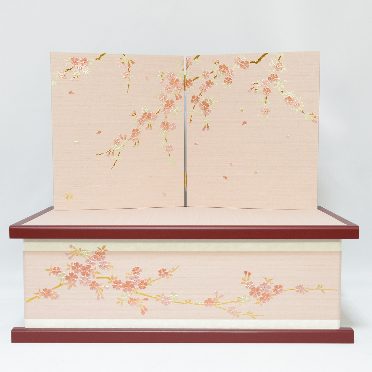 雛人形 収納飾り 親王飾り 平安豊久 きらら 桜刺繍 : 人形の三信