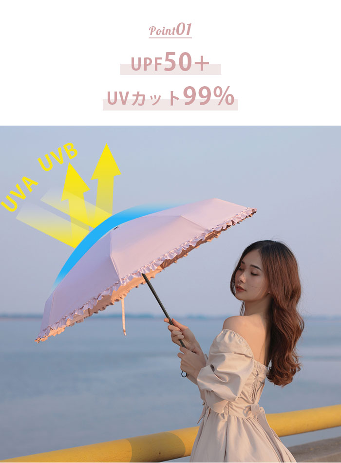 折り畳み傘 フリル レディース 傘 晴雨兼用 撥水 可愛い 女性用 雨傘 