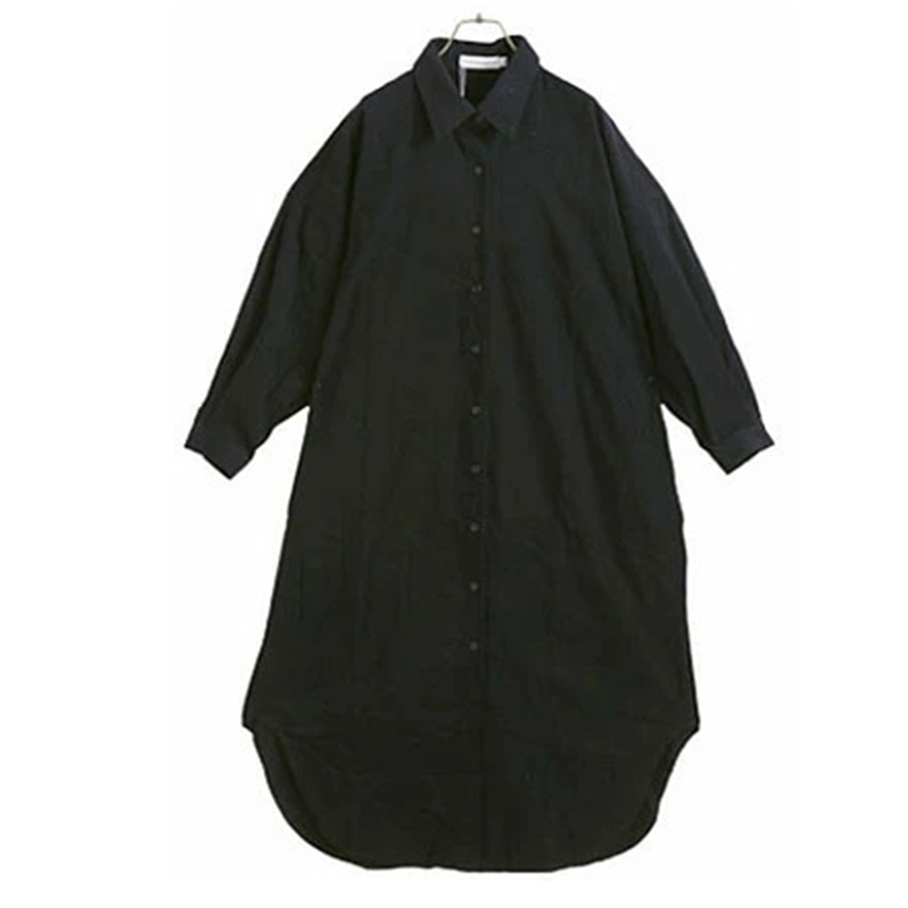 シャツワンピ 綿100％ ロングシャツ ブラウス シャツ ワンピース