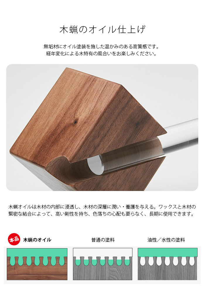 ウォールナット無垢材】タオル掛け 洗面所 壁 ステンレス鋼 タオル