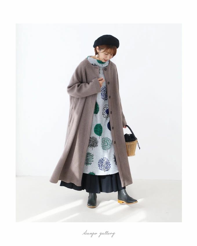sanpo kuschel Sから4L対応 首元暖か北欧ワンピース レディース