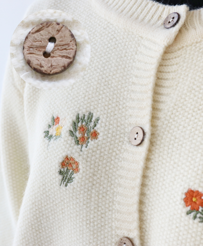 りんごです　刺繍小花　コットンニットたっぷりショール 楽天市場】オーガニックコットン100％ 花柄 差し込みショート