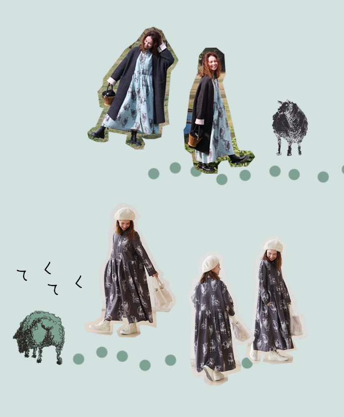 sanpo kuschel ひつじさんのワンピース ワンピース 体型カバー