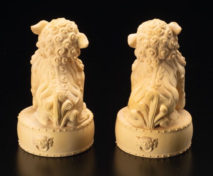 KW-1362 黄楊彫り 狛犬 〈一対〉 : 三宝堂Yahoo!店 - 通販 - Yahoo