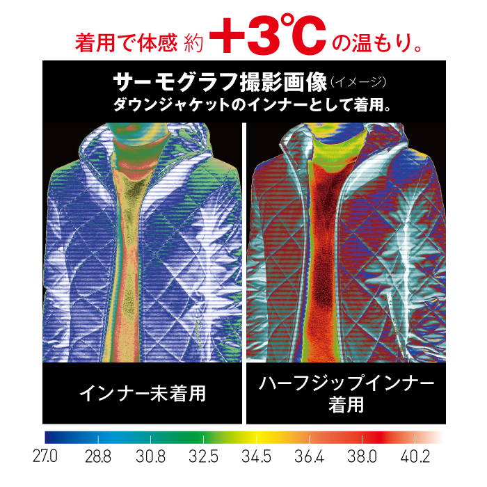 インナー スポーツ スキー 発熱 保温 ストレッチ 緩め メンズ レディース 裏起毛 ハーフジップ 男女兼用 婦人 紳士 スポーツ 長袖 春  冬 A.D.ONE｜sansei-s-style｜07