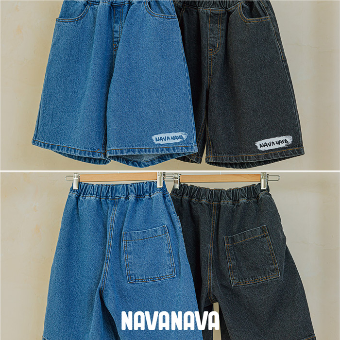 NAVANAVA ジュニア デニムハーフパンツ キッズ ズボン 子供 綿