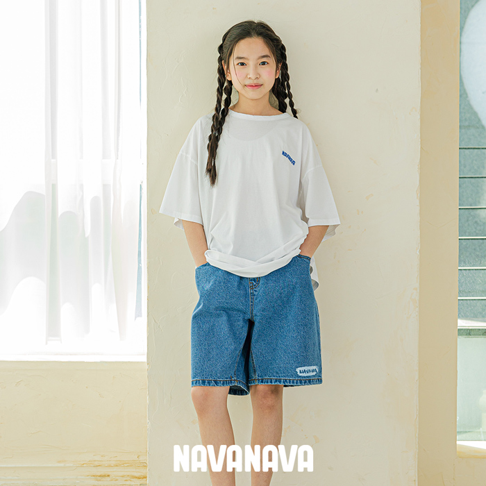 NAVANAVA ジュニア デニムハーフパンツ キッズ ズボン 子供 綿