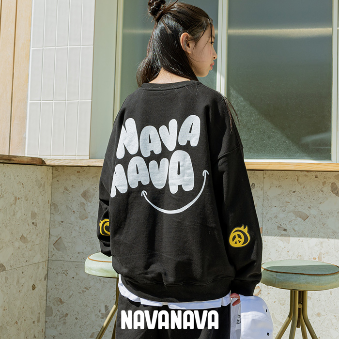 NAVANAVA ジュニア スウェット トレーナー 長袖 スマイリー 子供
