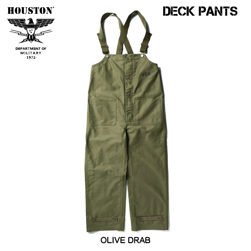 【新品】【定価28380円】HOUSTON デッキパンツ OLIVE DRAB HOUSTON（ヒューストン） デッキパンツ USN DECK PANTS オーバーオール