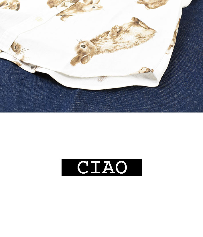CIAO ciao チャオ 長袖シャツ ウサギ COTTON LINEN PRINT SHIRTS