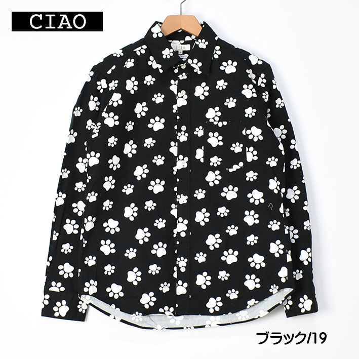 ciao チャオ 長袖シャツ 肉球 COTTON PRINT SHIRTS NIKUKYU メンズ ...