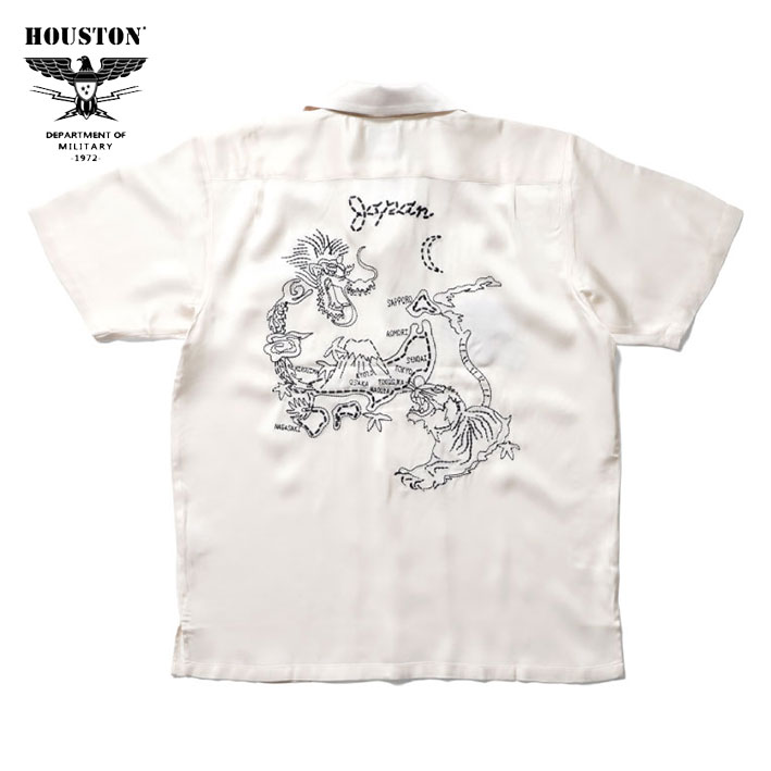 HOUSTON 刺繍 スーベニアシャツ 地図 SOUVENIR SHIRTS MAP 和柄 半袖シャ...