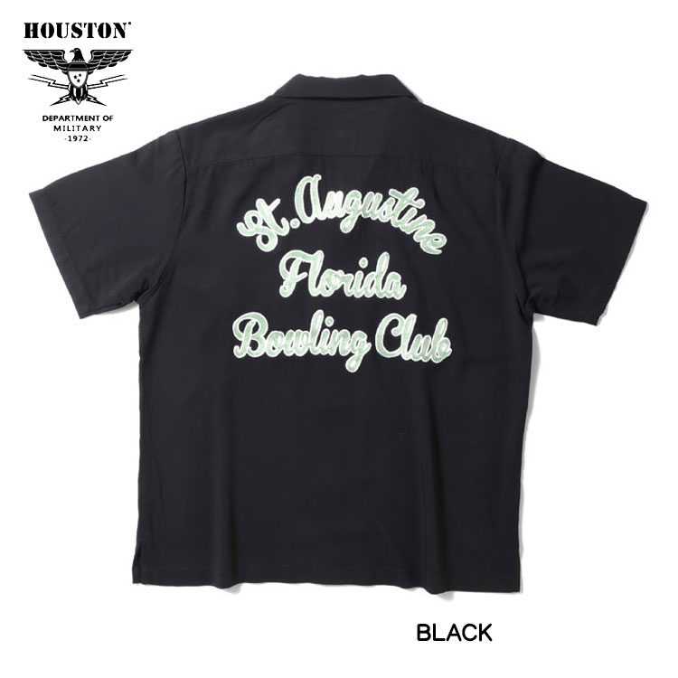 HOUSTON 刺繍 ボーリングシャツ CLASSIC BOWLING SHIRT 半袖シャツ ミリ...