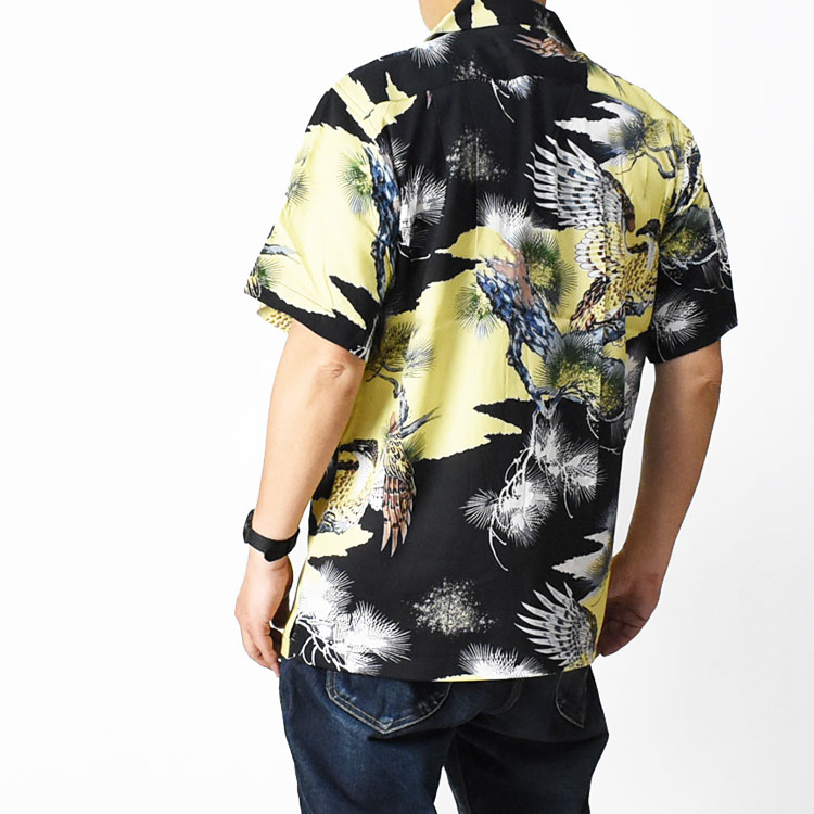 美品 日本製 ヒューストン 41024 鷹 タカ ハワイアン アロハ シャツ L seabees_25050642