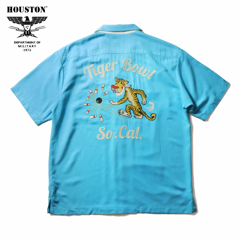 HOUSTON（ヒューストン） ボーリングシャツ TIGER 刺繍 半袖シャツ