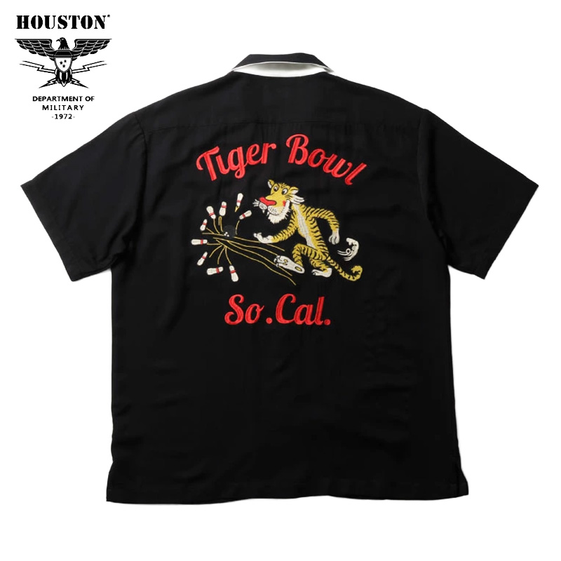 HOUSTON（ヒューストン） ボーリングシャツ TIGER 刺繍 半袖シャツ