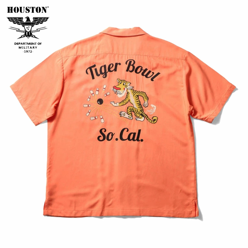 HOUSTON（ヒューストン） ボーリングシャツ TIGER 刺繍 半袖シャツ