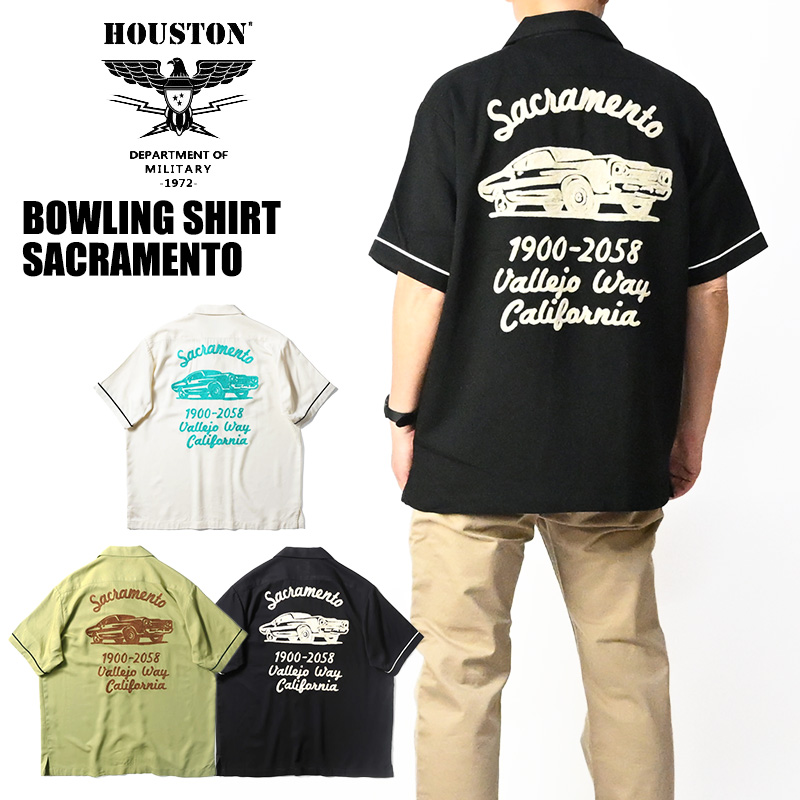 HOUSTON（ヒューストン） ボーリングシャツ SACRAMENTO 刺繍 半袖