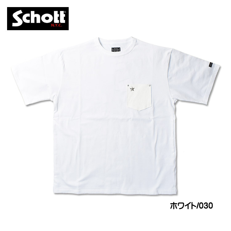 Schott ワンスター レザー ポケット Tシャツ ONE STAR LEATHER POCKET...