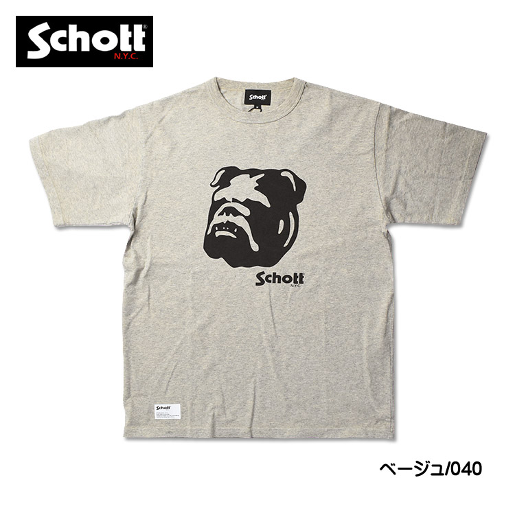 Schott ショット 半袖Tシャツ ステンシル ブルドッグ HEATHER T-SHIRT STENCIL BULLDOG プリントTシャツ メンズ 782-4134008｜sanshin｜02