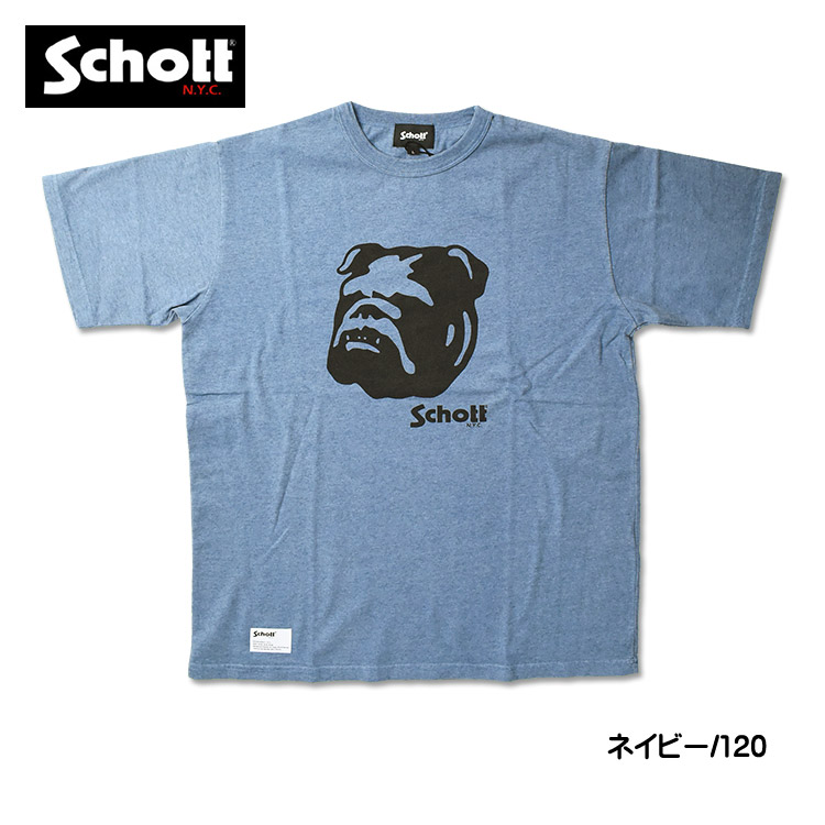 Schott 半袖Tシャツ ステンシル ブルドッグ HEATHER T-SHIRT STENCIL ...