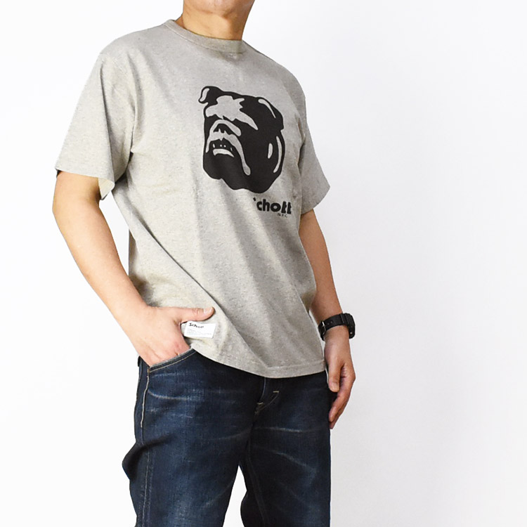 Schott N.Y.C ショット 半袖Tシャツ ステンシル ブルドッグ
