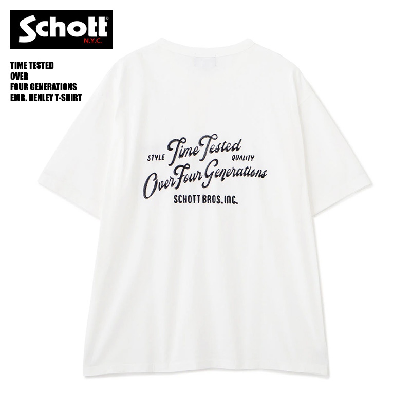Schott N.Y.C（ショット） Schott 半袖 ヘンリーネックTシャツ TIME