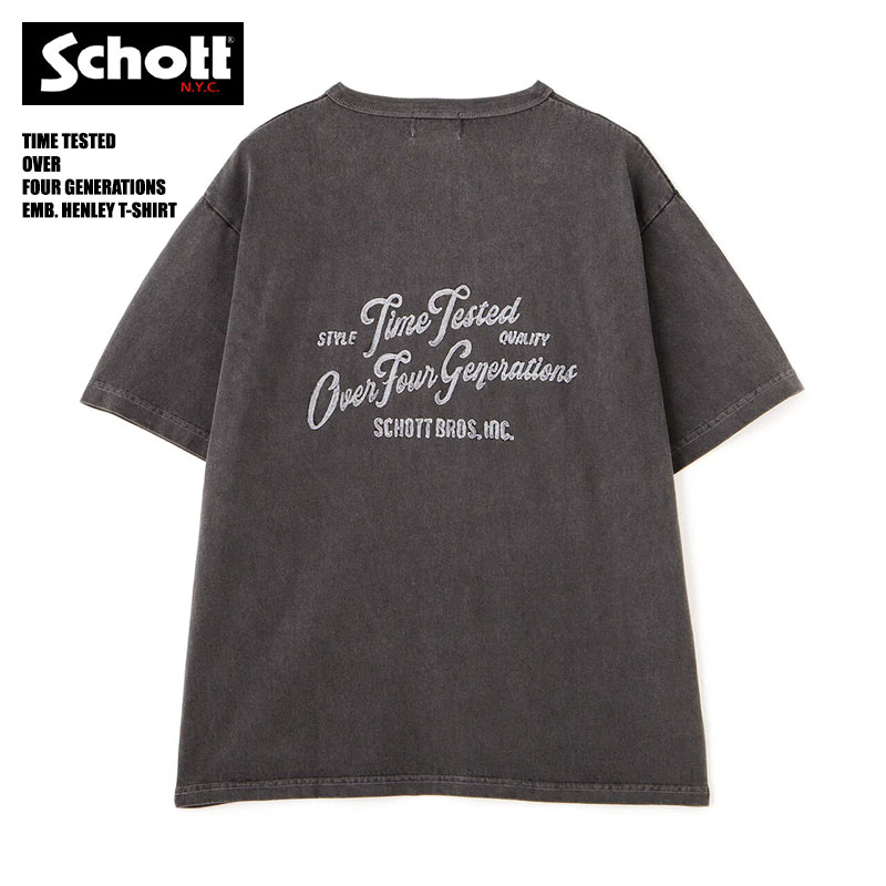 Schott N.Y.C（ショット） Schott 半袖 ヘンリーネックTシャツ TIME