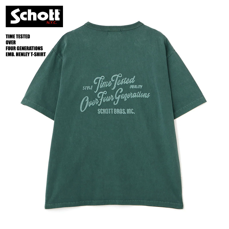 Schott N.Y.C（ショット） Schott 半袖 ヘンリーネックTシャツ TIME