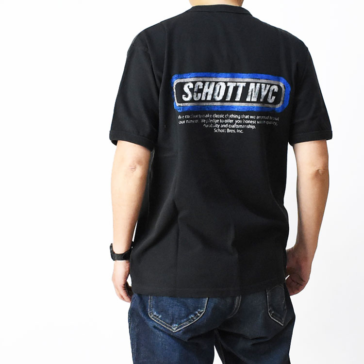 Schott N.Y.C ショット TRIM 半袖Tシャツ BOX STYLE ロゴ T
