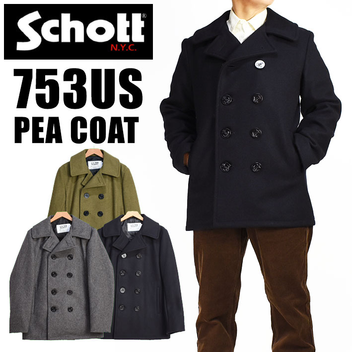 Schott ショット Pコート ピーコート ウール メルトン PEACOAT メンズ Made in USA 753US 740N 7118  7823954022 :7118:JEANS-SANSHIN 通販 