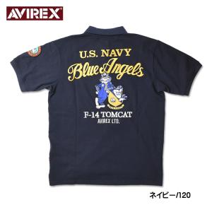 AVIREX アビレックス 半袖 ポロシャツ BLUE ANGELS ミリタリー 刺繍 ポロ メンズ...