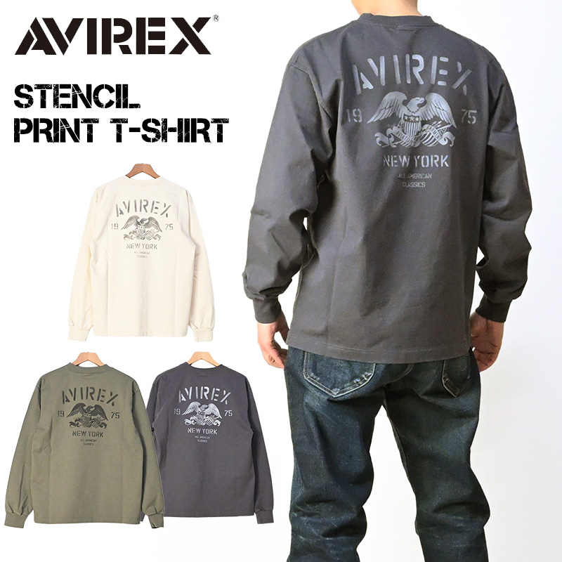 AVIREX（アヴィレックス） アビレックス ステンシルプリント 長袖T