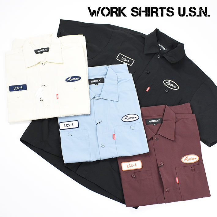 AVIREX アビレックス 半袖 ワークシャツ USN SHORT SLEEVE WORK SHIRT 