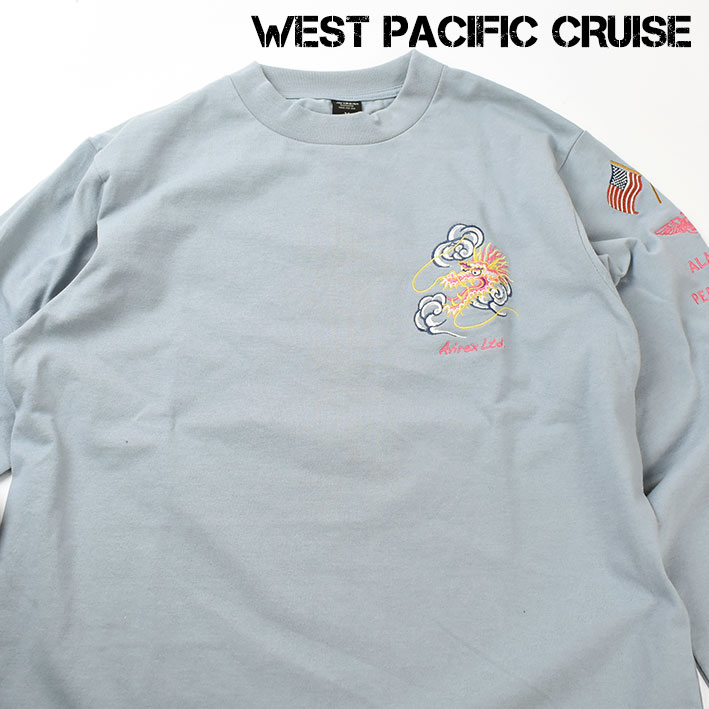 AVIREX セール！ アビレックス 刺繍 長袖Tシャツ WEST PACIFIC